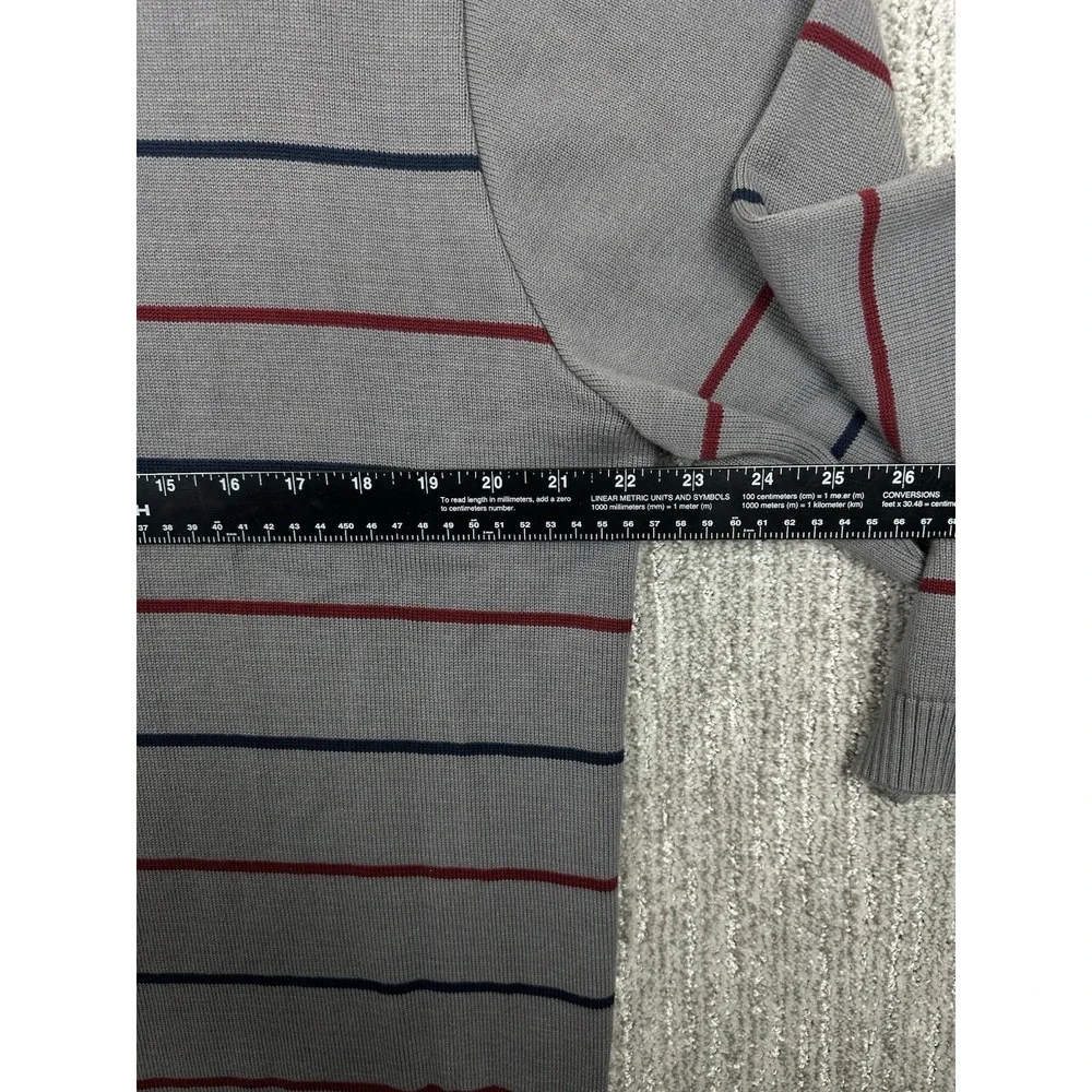 Peter Manning Sweater Mens 4X Gray Stripped 1/4 Zip Mock Neck Pullover Cotton